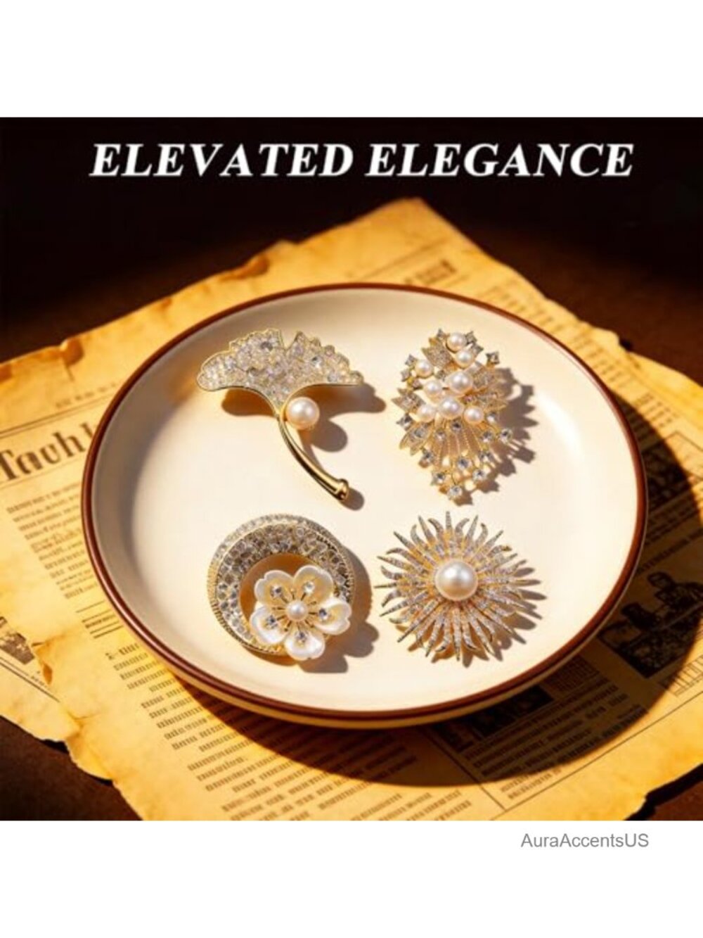 4 Pcs Pearl Brooch Set, Elegant Classic Brooches for Women, Lightweight and - Picture 2 of 6